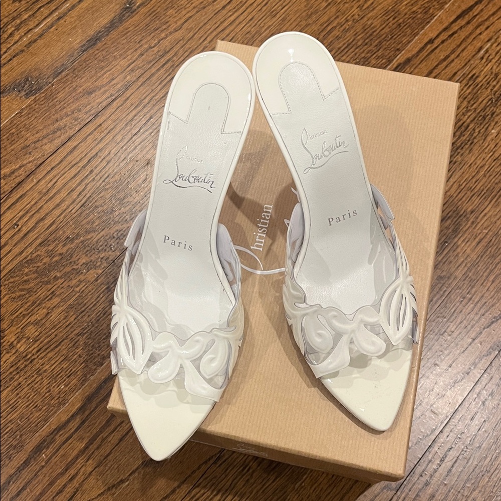 Authentic NIB Christian Louboutin Apostropha Petunia 80 Mules - Picture 4 of 9